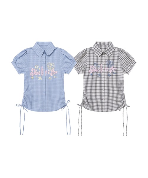HOOK（フック）の「HOOK for girls　サイドシャーリングチェックシャツ (SS)（シャツ/ブラウス・レディース・ブラック/ライトブルー・FREE）」の13枚目の写真