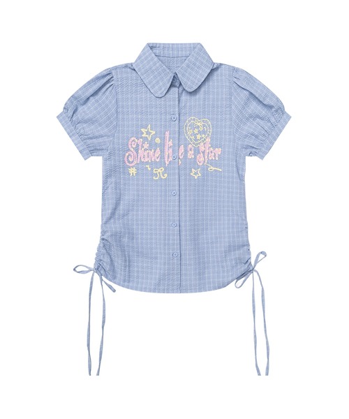 HOOK（フック）の「HOOK for girls　サイドシャーリングチェックシャツ (SS)（シャツ/ブラウス・レディース・ブラック/ライトブルー・FREE）」の15枚目の写真