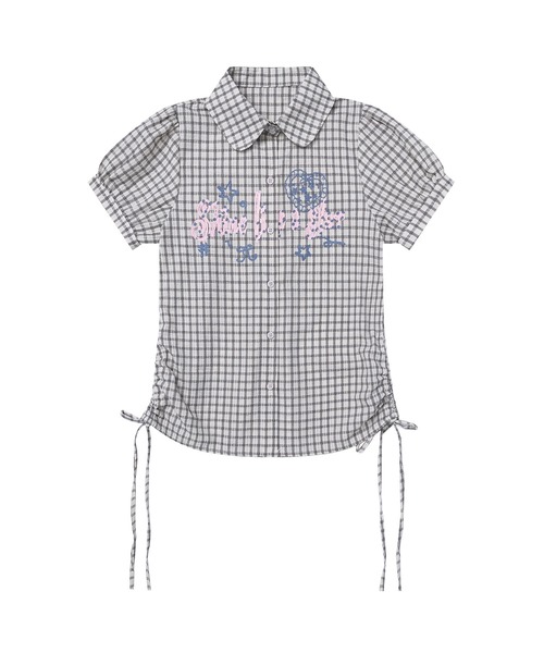HOOK（フック）の「HOOK for girls　サイドシャーリングチェックシャツ (SS)（シャツ/ブラウス・レディース・ブラック/ライトブルー・FREE）」の17枚目の写真