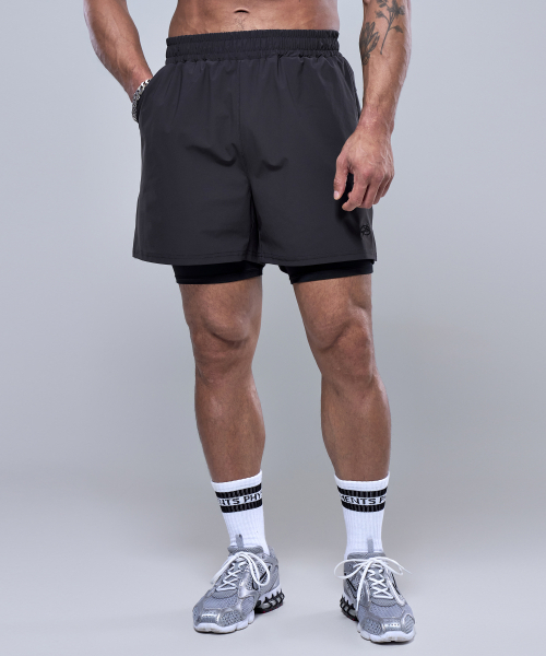 PHYSICAL GARMENTS（フィジカルガーメンツ）の「P2576 レギンスハーフパンツ [2COLOR]（その他パンツ・メンズ・ブラック/チャコール・MEDIUM/LARGE/X-LARGE/XX-LARGE）」の3枚目の写真
