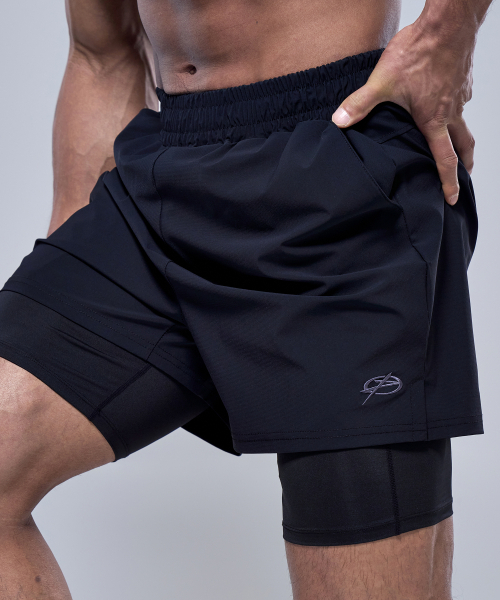 PHYSICAL GARMENTS（フィジカルガーメンツ）の「P2576 レギンスハーフパンツ [2COLOR]（その他パンツ・メンズ・ブラック/チャコール・MEDIUM/LARGE/X-LARGE/XX-LARGE）」の4枚目の写真