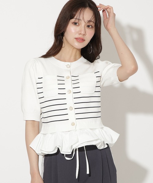 WILLSELECTION(ウィルセレクション)の「フリルヘムドッキングカーディガン(カーディガン/ボレロ・レディース・ホワイト系その他/ネイビー/ラベンダー/イエロー/ピンク・FREE)」の2枚目の写真