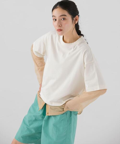EKAL(エカル)の「『UR TECH ひやサラクール』ロゴ刺繍 Tシャツ(Tシャツ/カットソー・レディース・イエロー/ホワイト/チャコールグレー・ONE)」の7枚目の写真