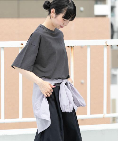 EKAL(エカル)の「『UR TECH ひやサラクール』ロゴ刺繍 Tシャツ(Tシャツ/カットソー・レディース・イエロー/ホワイト/チャコールグレー・ONE)」の12枚目の写真