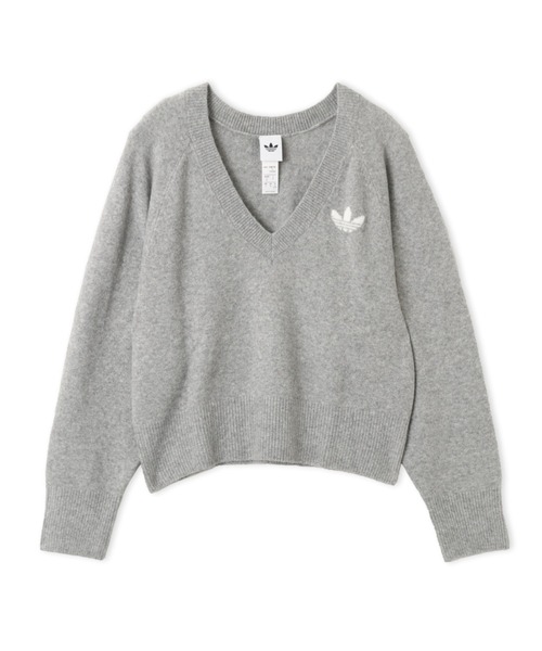 adidas(アディダス)の「adidas ESSENTIALS KNIT SWEATSHIRT / アディダス エッセンシャルズ ニット スウェットシャツ(ニット/セーター・レディース・グレー・S/M/L)」の1枚目の写真