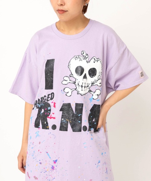 RNA(アールエヌエー)の「M2698 【PINKMOTEL】スカルプリントTEE(Tシャツ/カットソー・レディース・アッシュグレー/ラベンダー/グリーン・MEDIUM)」の4枚目の写真