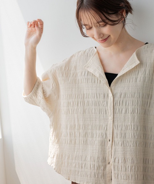 [GOOD PRICE] Double Front Cotton Sharring Blouse — хлопковая блузка с двойной передней планкой