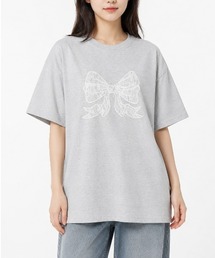 ピンクリボン・レースリボンプリント 半袖Tシャツ