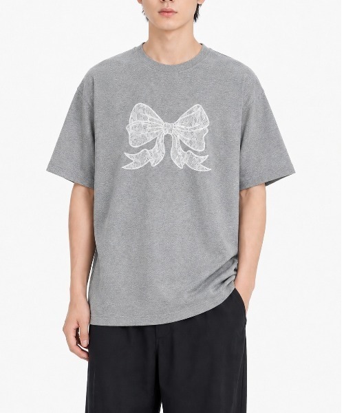ピンクリボン・レースリボンプリント 半袖Tシャツ（Tシャツ/カットソー