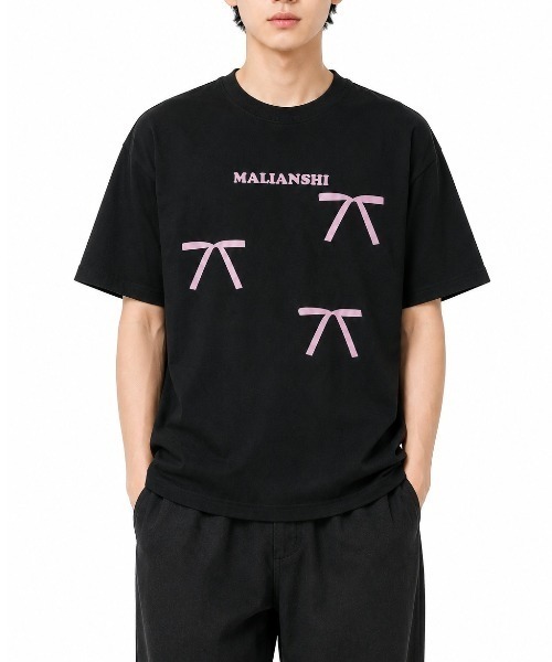 FreeZone(フリーゾーン)の「ピンクリボン・レースリボンプリント 半袖Tシャツ(Tシャツ/カットソー・メンズ・ホワイト/ブラック/グレー系/ダークグレー・F)」の15枚目の写真