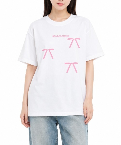 FreeZone(フリーゾーン)の「ピンクリボン・レースリボンプリント 半袖Tシャツ(Tシャツ/カットソー・メンズ・ホワイト/ブラック/グレー系/ダークグレー・F)」の6枚目の写真