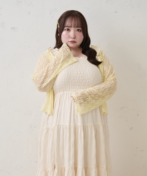 Louiosy(ルオシー)の「【Louiosy】【大きいサイズ】レースカーディガン(カーディガン/ボレロ・レディース・ライトブルー/ダークブラウン/オフホワイト/ライトイエロー・4L/3L)」の4枚目の写真