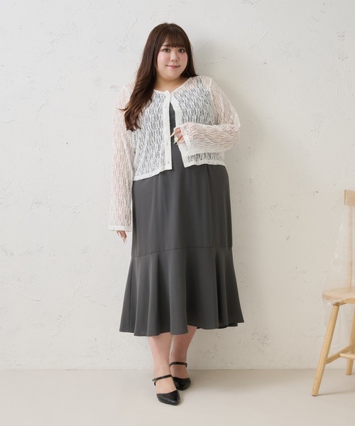 Louiosy(ルオシー)の「【Louiosy】【大きいサイズ】レースカーディガン(カーディガン/ボレロ・レディース・ライトブルー/ダークブラウン/オフホワイト/ライトイエロー・4L/3L)」の18枚目の写真
