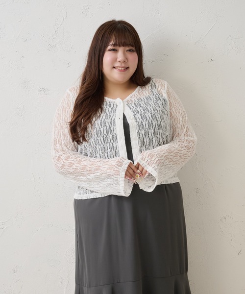 Louiosy(ルオシー)の「【Louiosy】【大きいサイズ】レースカーディガン(カーディガン/ボレロ・レディース・ライトブルー/ダークブラウン/オフホワイト/ライトイエロー・4L/3L)」の19枚目の写真