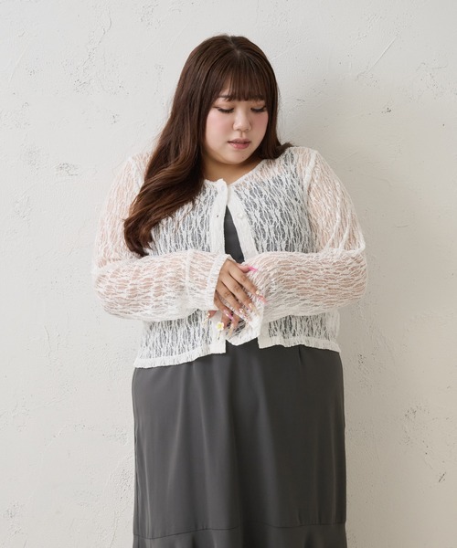 Louiosy(ルオシー)の「【Louiosy】【大きいサイズ】レースカーディガン(カーディガン/ボレロ・レディース・ライトブルー/ダークブラウン/オフホワイト/ライトイエロー・4L/3L)」の20枚目の写真