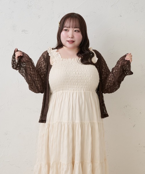 Louiosy(ルオシー)の「【Louiosy】【大きいサイズ】レースカーディガン(カーディガン/ボレロ・レディース・ライトブルー/ダークブラウン/オフホワイト/ライトイエロー・4L/3L)」の22枚目の写真