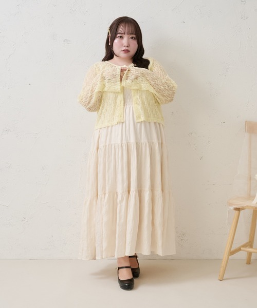 Louiosy(ルオシー)の「【Louiosy】【大きいサイズ】レースカーディガン(カーディガン/ボレロ・レディース・ライトブルー/ダークブラウン/オフホワイト/ライトイエロー・4L/3L)」の7枚目の写真
