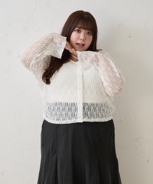 Louiosy(ルオシー)の「【Louiosy】【大きいサイズ】レースカーディガン(カーディガン/ボレロ・レディース・ライトブルー/ダークブラウン/オフホワイト/ライトイエロー・4L/3L)」の9枚目の写真