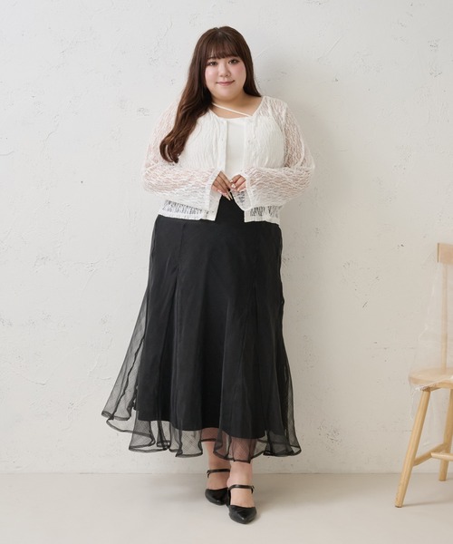 Louiosy(ルオシー)の「【Louiosy】【大きいサイズ】レースカーディガン(カーディガン/ボレロ・レディース・ライトブルー/ダークブラウン/オフホワイト/ライトイエロー・4L/3L)」の11枚目の写真