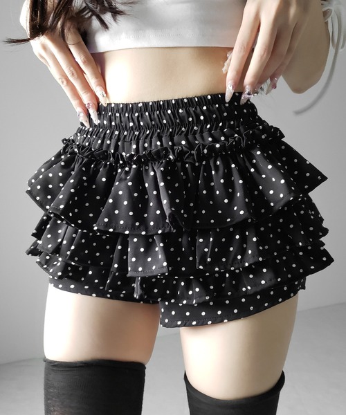 2color 】ティアードフリルドットショートパンツ ／ tiered frill dot