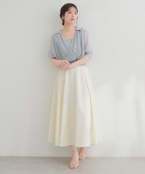 natural couture（ナチュラルクチュール）の「衿付きチュールドッキングニット（ニット/セーター・レディース・グレー/ブラック/モカ/オフホワイト・FREE）」の12枚目の写真