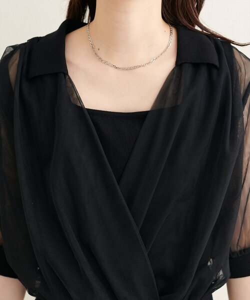 natural couture（ナチュラルクチュール）の「衿付きチュールドッキングニット（ニット/セーター・レディース・グレー/ブラック/モカ/オフホワイト・FREE）」の21枚目の写真