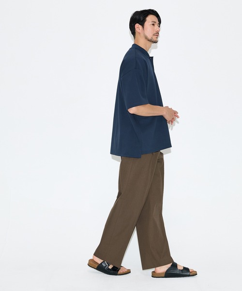 coca(coca)(コカ)の「リネンブレンドブロードワンタックワイドストレートパンツ(スラックス・メンズ・アイボリー/ブラウン・L/M/XL)」の4枚目の写真