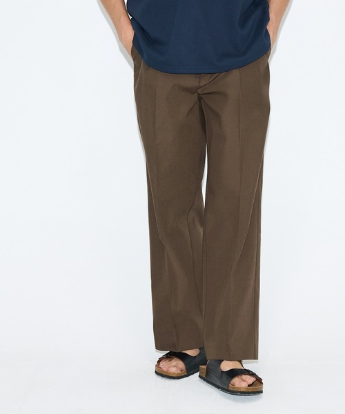 coca(coca)(コカ)の「リネンブレンドブロードワンタックワイドストレートパンツ(スラックス・メンズ・アイボリー/ブラウン・L/M/XL)」の6枚目の写真