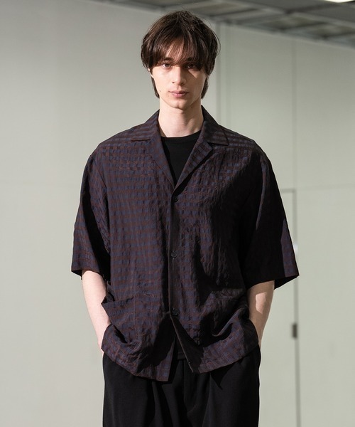 CITY TOKYO(シティトウキョウ)の「【CITY TOKYO/シティートーキョー】Seersucker shirt jacket(シャツ/ブラウス・メンズ・ブラック/チェック・1/2)」の1枚目の写真