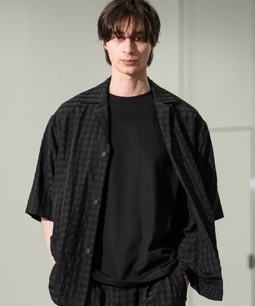 CITY TOKYO(シティトウキョウ)の「【CITY TOKYO/シティートーキョー】Seersucker shirt jacket(シャツ/ブラウス・メンズ・ブラック/チェック・1/2)」の4枚目の写真