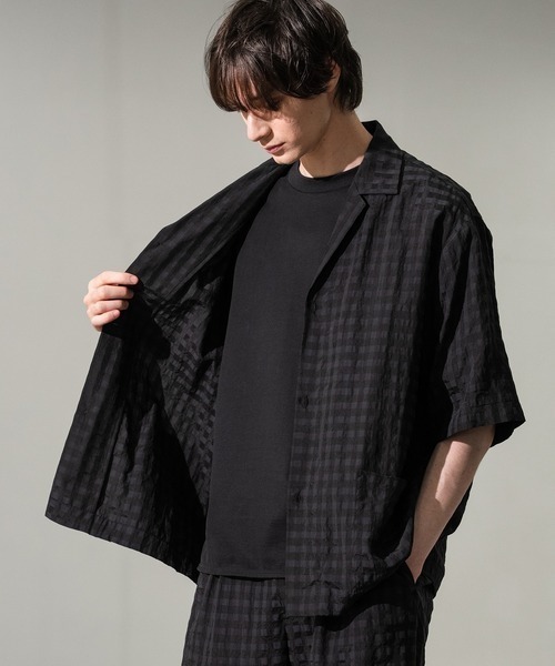 CITY TOKYO(シティトウキョウ)の「【CITY TOKYO/シティートーキョー】Seersucker shirt jacket(シャツ/ブラウス・メンズ・ブラック/チェック・1/2)」の5枚目の写真