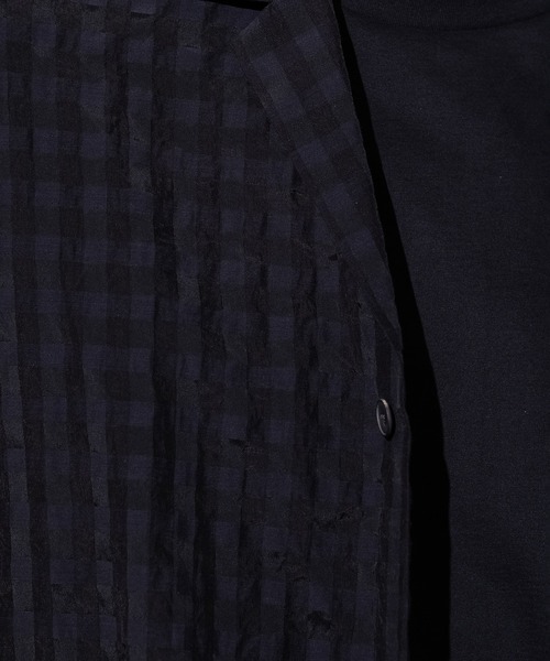 CITY TOKYO(シティトウキョウ)の「【CITY TOKYO/シティートーキョー】Seersucker shirt jacket(シャツ/ブラウス・メンズ・ブラック/チェック・1/2)」の9枚目の写真