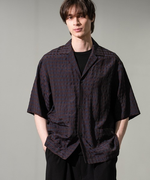 CITY TOKYO(シティトウキョウ)の「【CITY TOKYO/シティートーキョー】Seersucker shirt jacket(シャツ/ブラウス・メンズ・ブラック/チェック・1/2)」の13枚目の写真