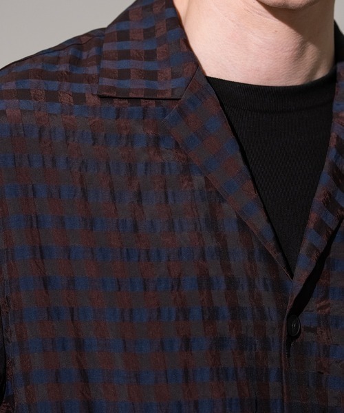 CITY TOKYO(シティトウキョウ)の「【CITY TOKYO/シティートーキョー】Seersucker shirt jacket(シャツ/ブラウス・メンズ・ブラック/チェック・1/2)」の14枚目の写真