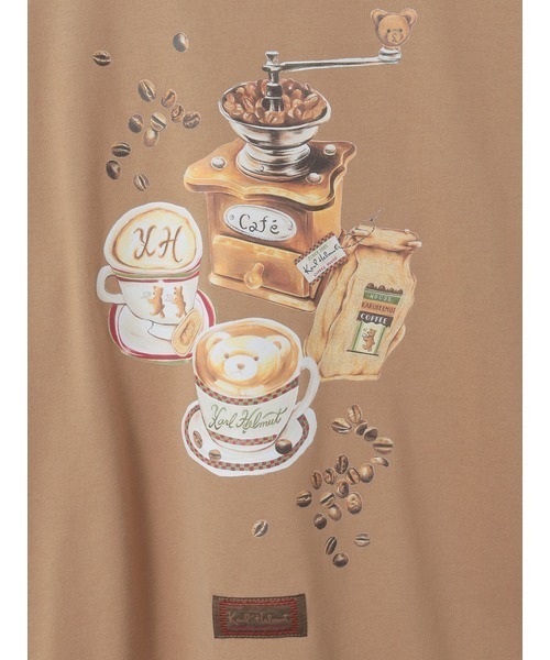 KARL HELMUT(カールヘルム)の「カフェカールプリントTシャツ(Tシャツ/カットソー・メンズ・レッド/ブラック/ベージュ/キナリ・LARGE/MEDIUM)」の7枚目の写真