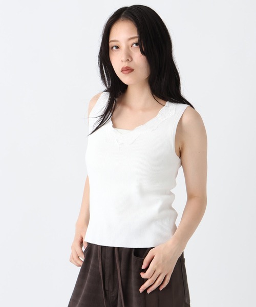 JEANASIS（ジーナシス）の「レースドッキングニットタンク/1032163（Tシャツ/カットソー・レディース・ブラック系その他/ホワイト/ブラック・FREE）」の16枚目の写真