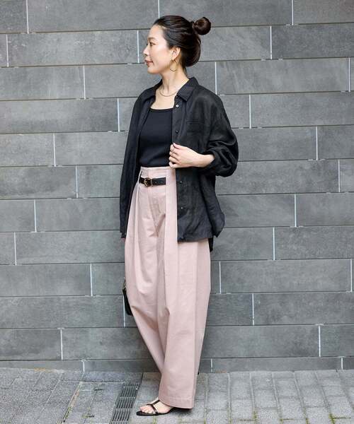 B.C STOCK(ベーセーストック)の「《追加3》《S/Mサイズ展開》手洗い可 / 2WAYフレンチリネンシャツ(シャツ/ブラウス・レディース・ブラック/イエロー/ライトブルー/ピンク/オートミール/アイボリー/レッド/チョコ・SMALL/MEDIUM)」の10枚目の写真