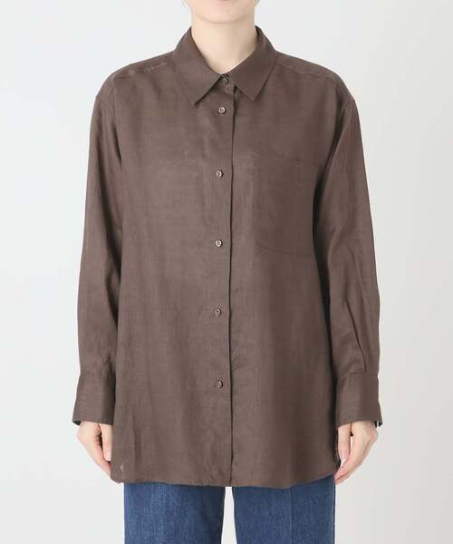 B.C STOCK(ベーセーストック)の「《追加3》《S/Mサイズ展開》手洗い可 / 2WAYフレンチリネンシャツ(シャツ/ブラウス・レディース・ブラック/イエロー/ライトブルー/ピンク/オートミール/アイボリー/レッド/チョコ・SMALL/MEDIUM)」の14枚目の写真