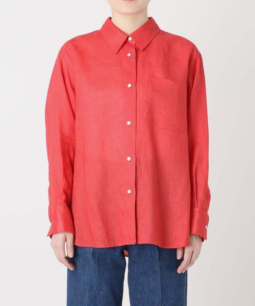 B.C STOCK(ベーセーストック)の「《追加3》《S/Mサイズ展開》手洗い可 / 2WAYフレンチリネンシャツ(シャツ/ブラウス・レディース・ブラック/イエロー/ライトブルー/ピンク/オートミール/アイボリー/レッド/チョコ・SMALL/MEDIUM)」の20枚目の写真