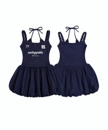 HOOK（フック）の「HOOK for girls レイヤード風 スポーティー バブルヘム ミニワンピース ロゴ × リボン（ワンピース）」