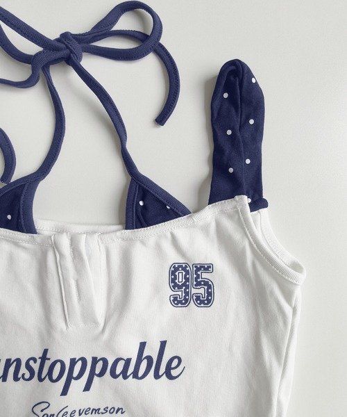 HOOK（フック）の「HOOK for girls レイヤード風 スポーティー バブルヘム ミニワンピース ロゴ × リボン (SS)（ワンピース・レディース・ホワイト/ネイビー・FREE）」の18枚目の写真
