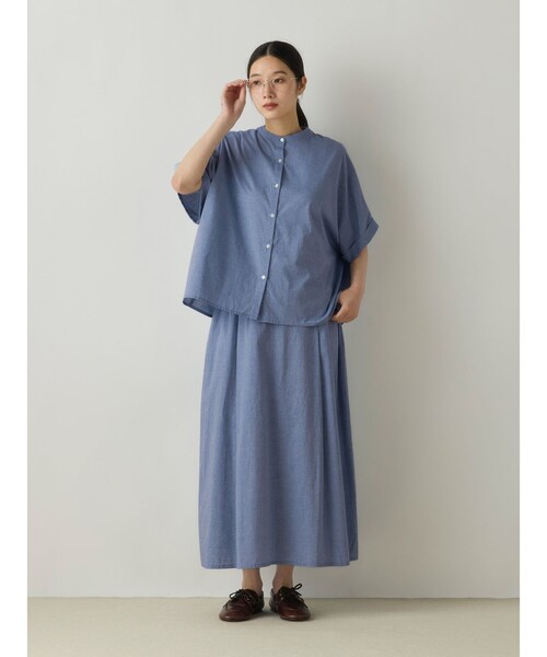 MidiUmi（ミディウミ）の「MidiUmi シャンブレーワイドシャツ（シャツ/ブラウス・レディース・ネイビー/ライトブルー/ホワイト系その他/ブラック系その他・FREE）」の16枚目の写真