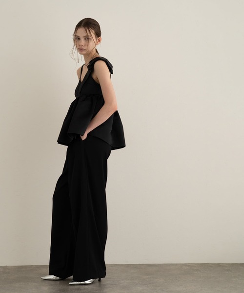 atlo（アトロ）の「セットアップ パンツドレス 結婚式二次会&ワイド ペプラム 異素材 セレモニー フォーマル ロング丈 お呼ばれ 同窓会成人式 オケージョンドレス（パンツドレス・レディース・ブラック/ブラック系その他・L/M/S）」の10枚目の写真