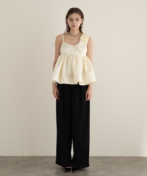 atlo（アトロ）の「セットアップ パンツドレス 結婚式二次会&ワイド ペプラム 異素材 セレモニー フォーマル ロング丈 お呼ばれ 同窓会成人式 オケージョンドレス（パンツドレス・レディース・ブラック/ブラック系その他・L/M/S）」の14枚目の写真