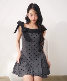Noelie（ノエリー）の「ドット柄ワンショルダーリボンミニワンピース（ワンピース）」