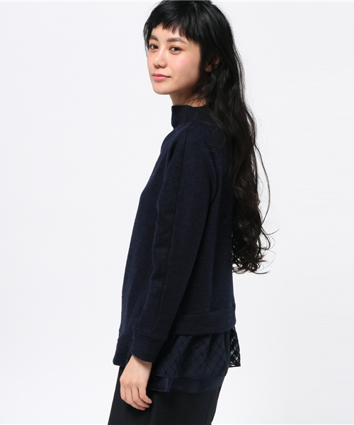 OUTLET(アウトレット)の「【CIAOPANIC TYPY】起毛レースレイヤードプル(Tシャツ/カットソー・レディース・ベージュ/ネイビー・ONE)」の4枚目の写真