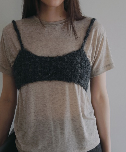 anuke（アンヌーク）の「Wool Compact T-shirts（Tシャツ/カットソー・レディース・ベージュ/ブラウン/チャコールグレー・FREE）」の3枚目の写真
