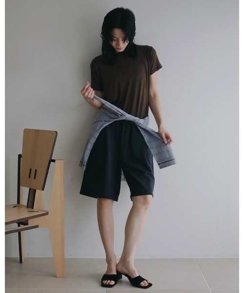 anuke（アンヌーク）の「Wool Compact T-shirts（Tシャツ/カットソー・レディース・ベージュ/ブラウン/チャコールグレー・FREE）」の4枚目の写真