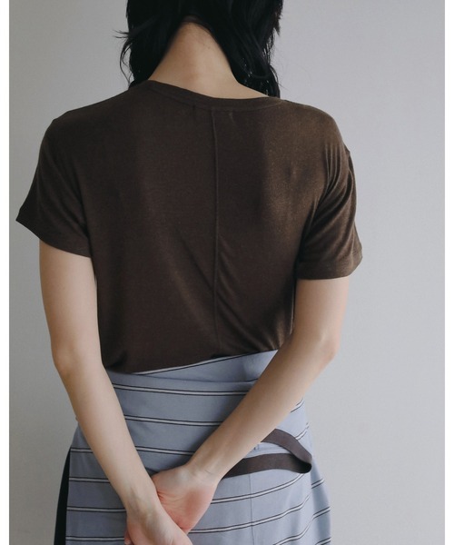 anuke（アンヌーク）の「Wool Compact T-shirts（Tシャツ/カットソー・レディース・ベージュ/ブラウン/チャコールグレー・FREE）」の5枚目の写真