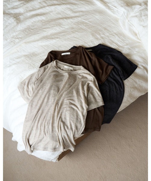 anuke（アンヌーク）の「Wool Compact T-shirts（Tシャツ/カットソー・レディース・ベージュ/ブラウン/チャコールグレー・FREE）」の14枚目の写真